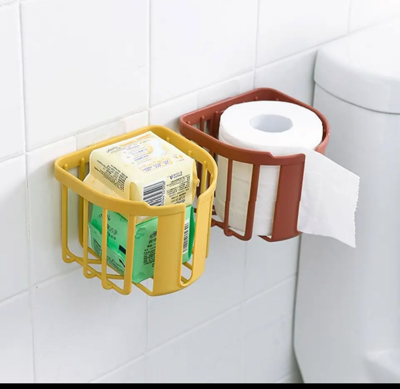 Toilet Paper Holder, Wall Mounted Toilet Paper Holder With Storage Shelf,self-adhesive,  Aluminum Punch-free Tissue Storage Rack